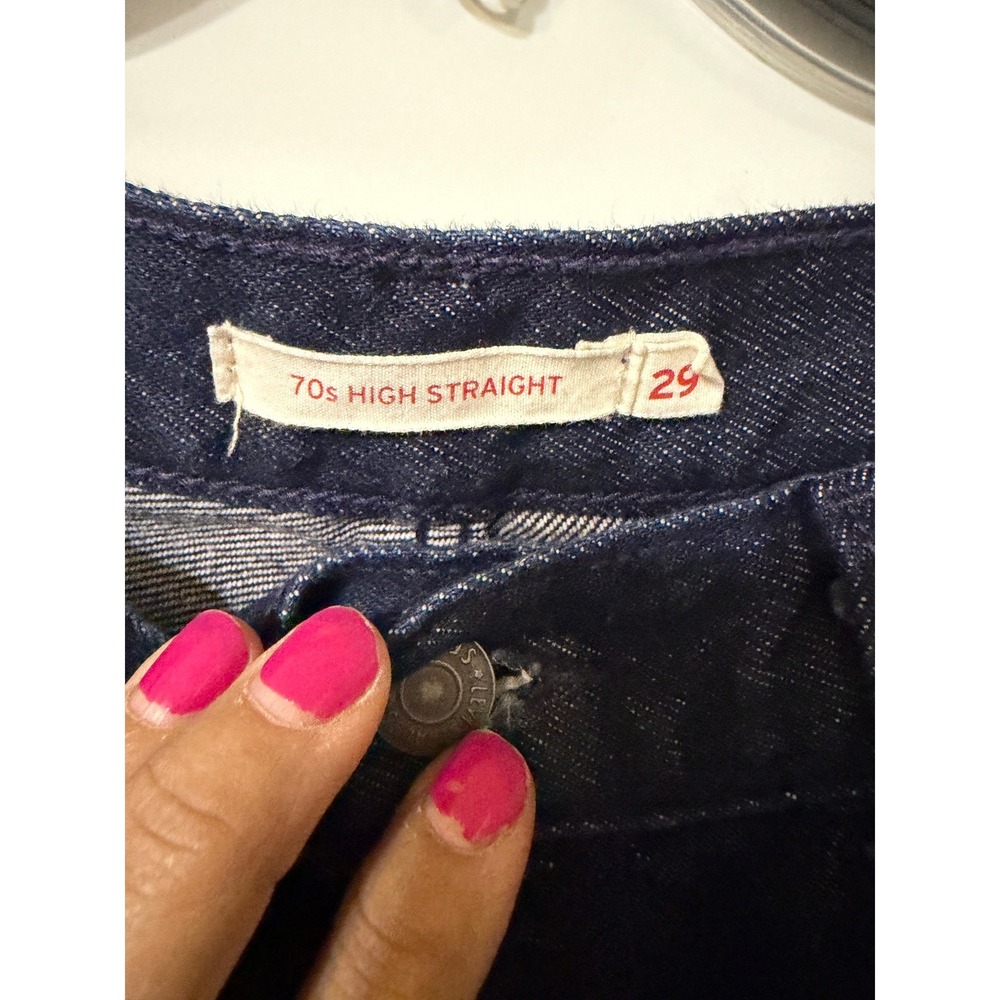 Levis 70s High Straight Jeans Dark Indigo Wash High Rise Denim Size 29 Classic - Picture 3 of 3